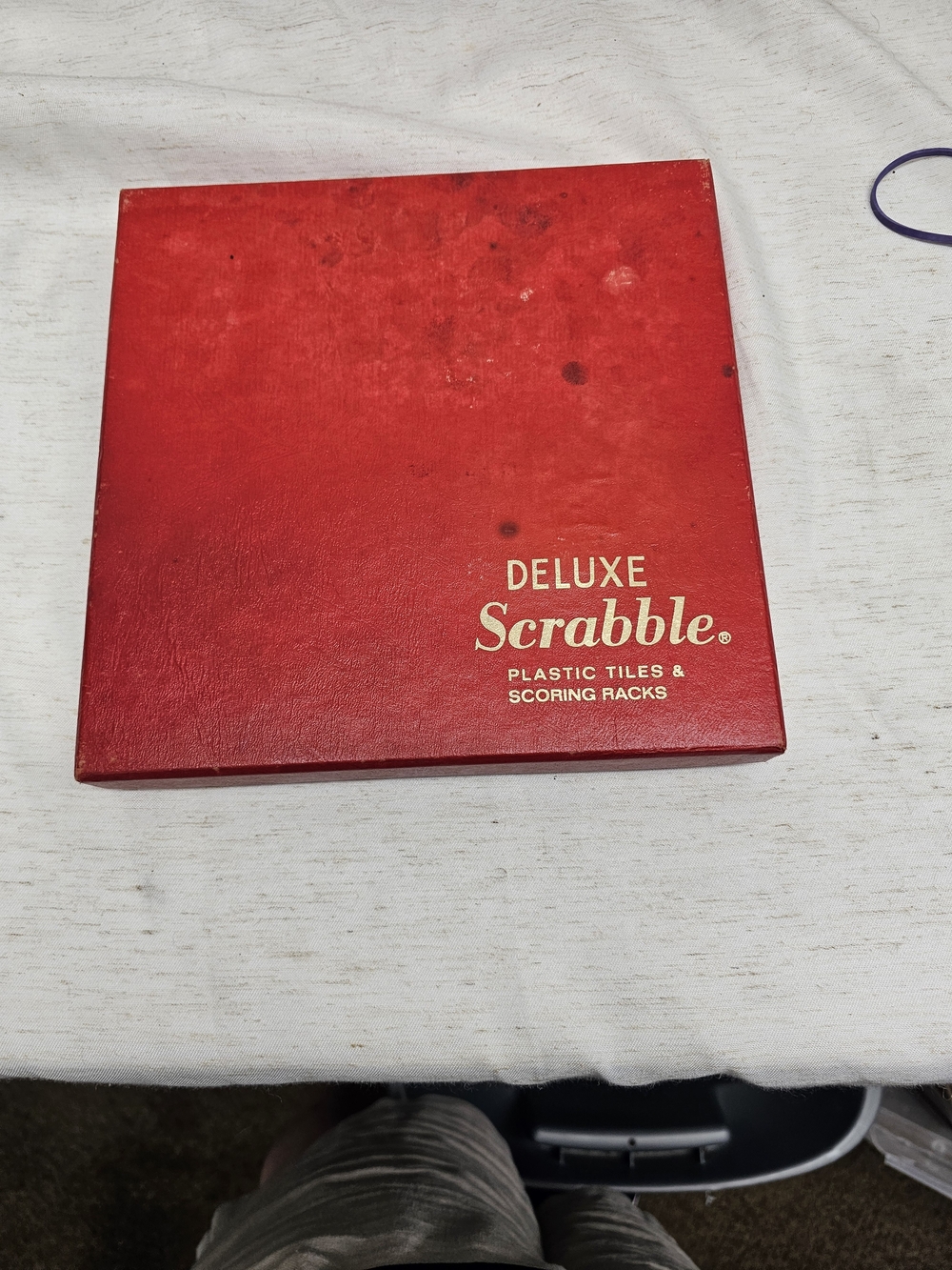 Vtg 1950s Deluxe Scrabble Replacement Set Red Scoring Racks Plastic Tiles Box